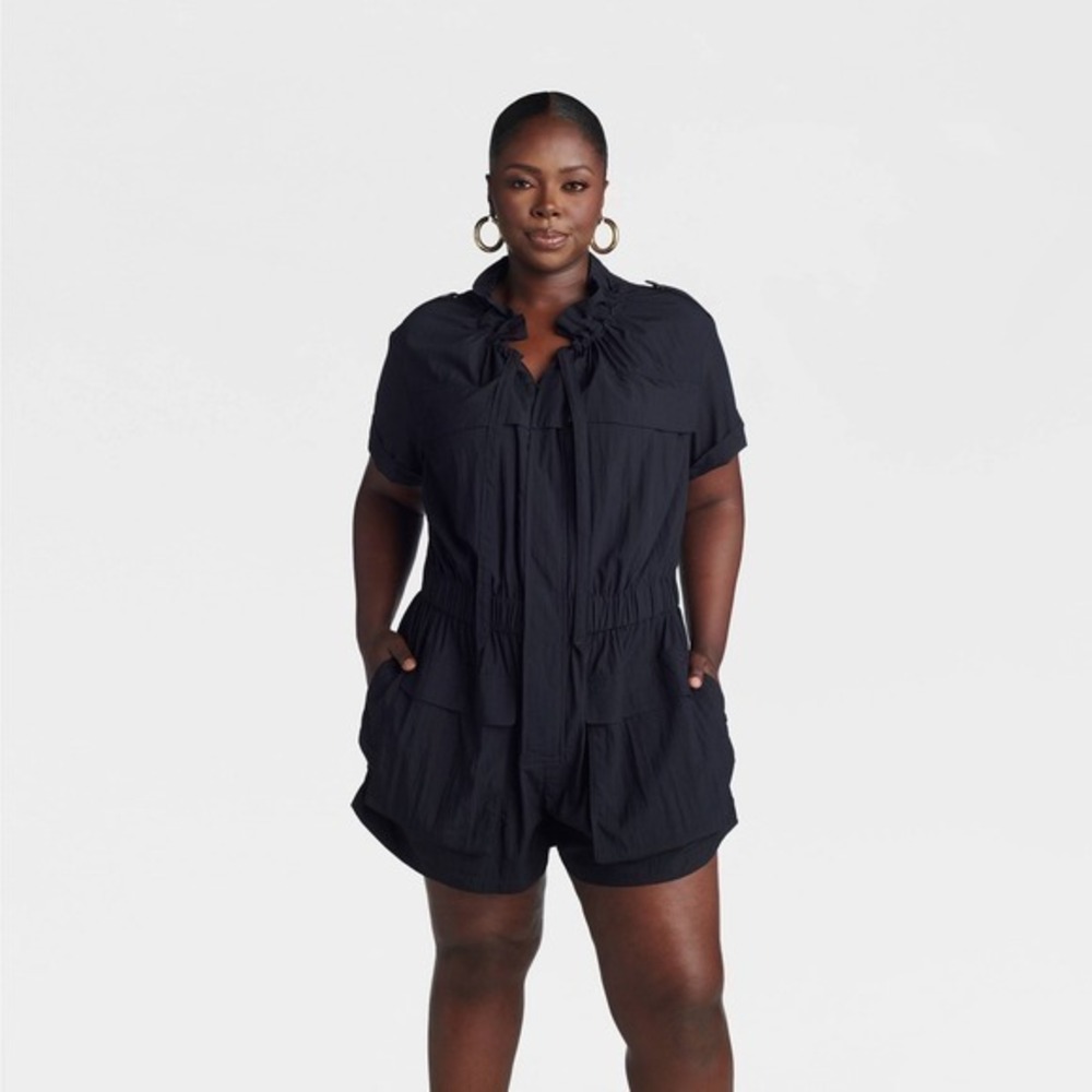 KBB KAHLANA Target Plus 3X Extra Large Short Sleeve The Utility Romper Navy Blue